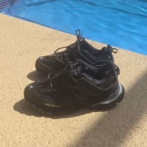 Balenciaga Black and Silver Athletic Shoes